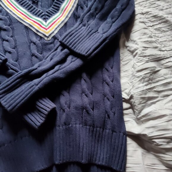 NWOT Hudson Bay Stripes His & Hers V-neck Sweaters Photoshoot Christmas Engageme - Picture 4 of 13